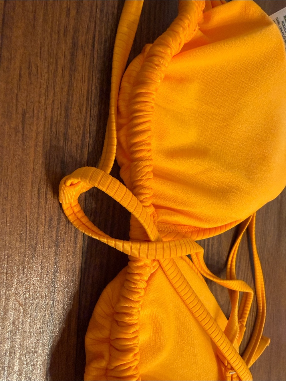 Orange Ribbed Triangle Bikini Top - Picture 7 of 9